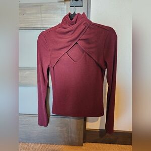 Washed never wore - medium long-sleeve turtleneck with chest cutout. Maroon